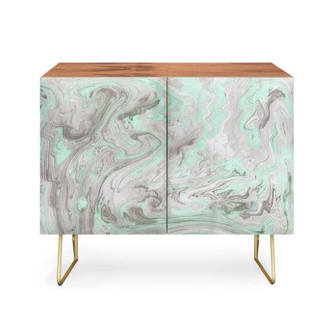 Lisa Argyropoulos Mint and Gray Marble Credenza