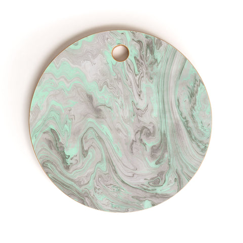 Lisa Argyropoulos Mint and Gray Marble Cutting Board Round