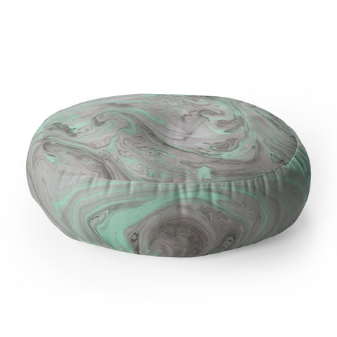 Lisa Argyropoulos Mint and Gray Marble Floor Pillow Round