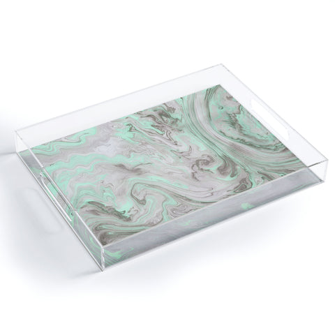 Lisa Argyropoulos Mint and Gray Marble Acrylic Tray