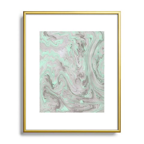 Lisa Argyropoulos Mint and Gray Marble Metal Framed Art Print