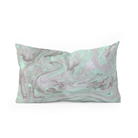 Lisa Argyropoulos Mint and Gray Marble Oblong Throw Pillow