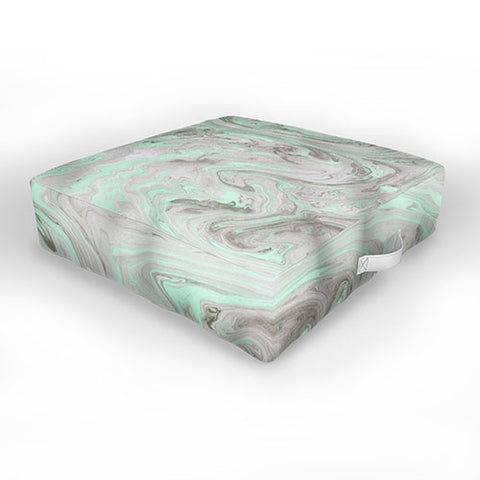 Lisa Argyropoulos Mint and Gray Marble Outdoor Floor Cushion