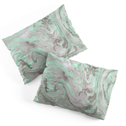 Lisa Argyropoulos Mint and Gray Marble Pillow Shams