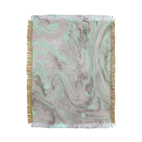Lisa Argyropoulos Mint and Gray Marble Throw Blanket