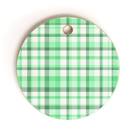 Lisa Argyropoulos Mint Plaid Cutting Board Round