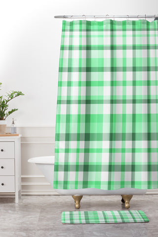 Lisa Argyropoulos Mint Plaid Shower Curtain And Mat