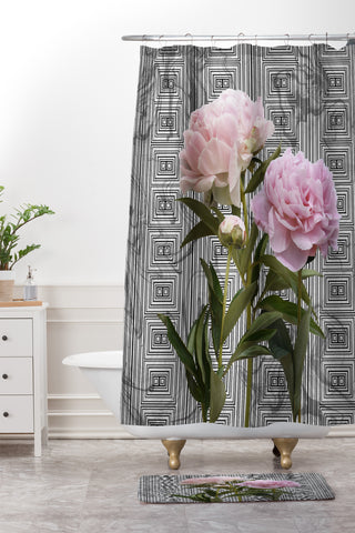 Lisa Argyropoulos Modern Grecco Peonies Shower Curtain And Mat