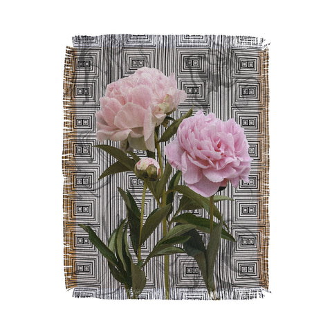 Lisa Argyropoulos Modern Grecco Peonies Throw Blanket