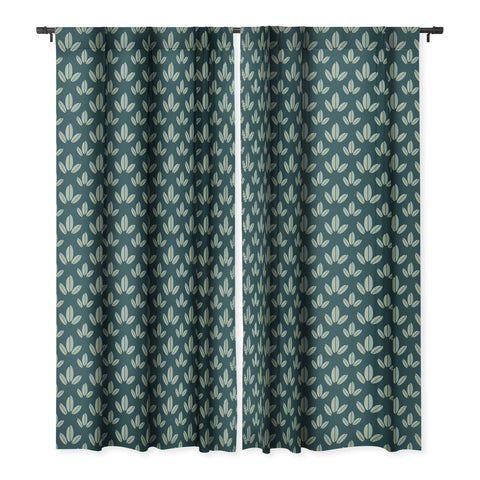 Lisa Argyropoulos Modern Leaves Dk Green Blackout Window Curtain