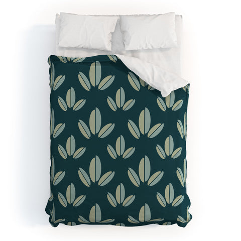 Lisa Argyropoulos Modern Leaves Dk Green Duvet Cover