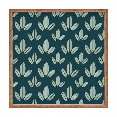 Lisa Argyropoulos Modern Leaves Dk Green Square Tray