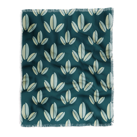Lisa Argyropoulos Modern Leaves Dk Green Throw Blanket