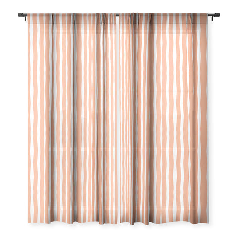 Lisa Argyropoulos Modern Lines Peach Sheer Window Curtain