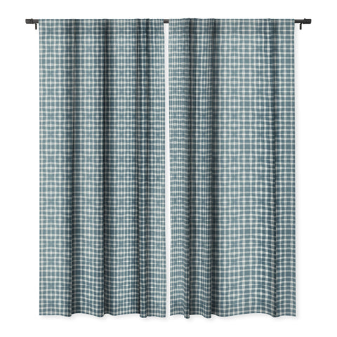 Lisa Argyropoulos Modern Plaid Blue Blackout Window Curtain