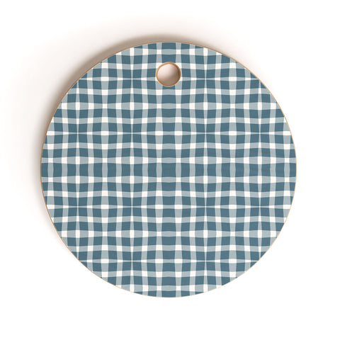 Lisa Argyropoulos Modern Plaid Blue Cutting Board Round