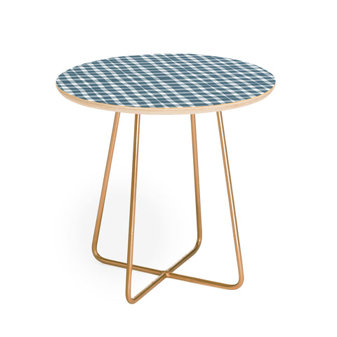 Lisa Argyropoulos Modern Plaid Blue Round Side Table