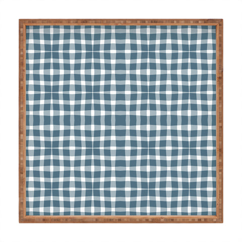 Lisa Argyropoulos Modern Plaid Blue Square Tray