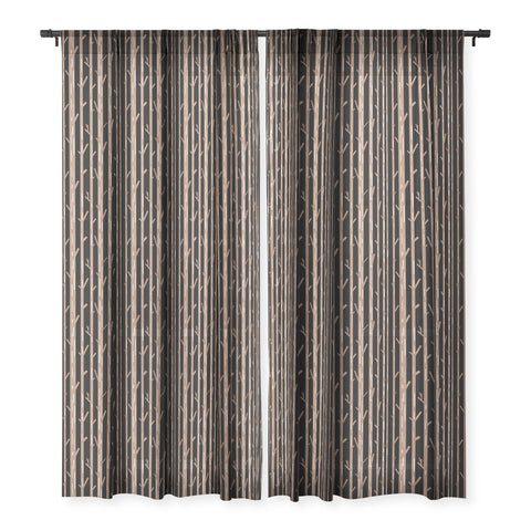 Lisa Argyropoulos Modern Trees Black Sheer Window Curtain