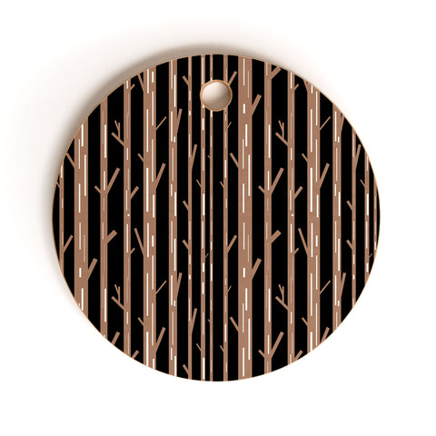 Lisa Argyropoulos Modern Trees Black Cutting Board Round