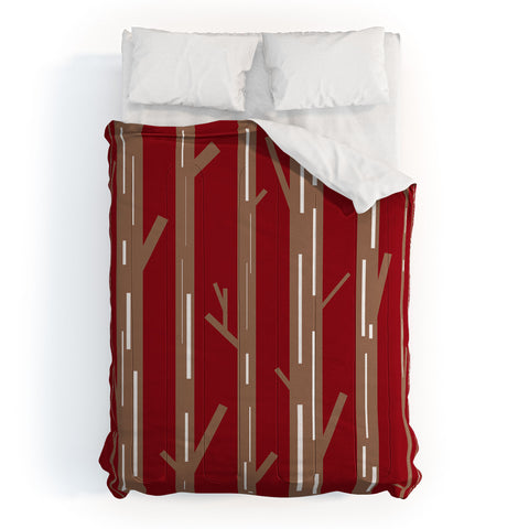 Lisa Argyropoulos Modern Trees Red Comforter