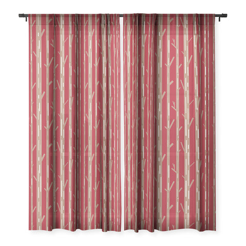 Lisa Argyropoulos Modern Trees Red Sheer Window Curtain