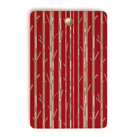 Lisa Argyropoulos Modern Trees Red Cutting Board Rectangle