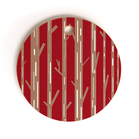 Lisa Argyropoulos Modern Trees Red Cutting Board Round