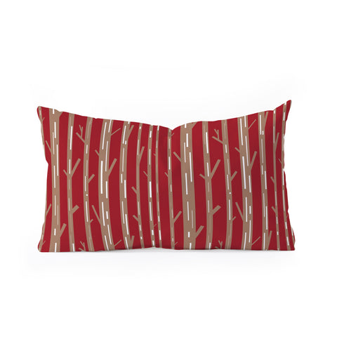 Lisa Argyropoulos Modern Trees Red Oblong Throw Pillow