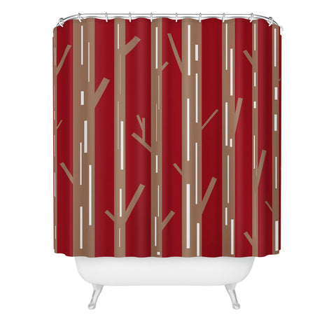 Lisa Argyropoulos Modern Trees Red Shower Curtain