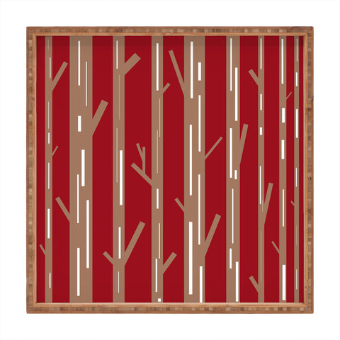 Lisa Argyropoulos Modern Trees Red Square Tray