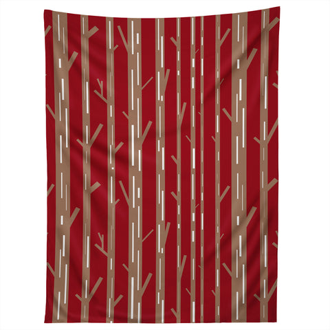 Lisa Argyropoulos Modern Trees Red Tapestry