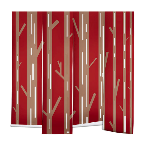 Lisa Argyropoulos Modern Trees Red Wall Mural