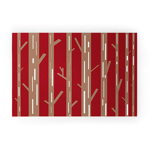 Lisa Argyropoulos Modern Trees Red Welcome Mat