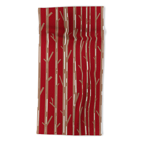 Lisa Argyropoulos Modern Trees Red Beach Towel