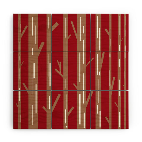Lisa Argyropoulos Modern Trees Red Wood Wall Mural