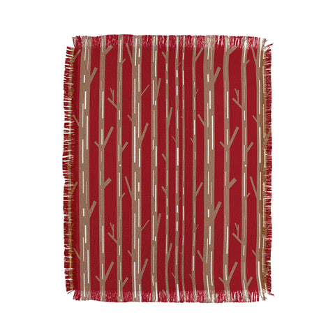 Lisa Argyropoulos Modern Trees Red Throw Blanket