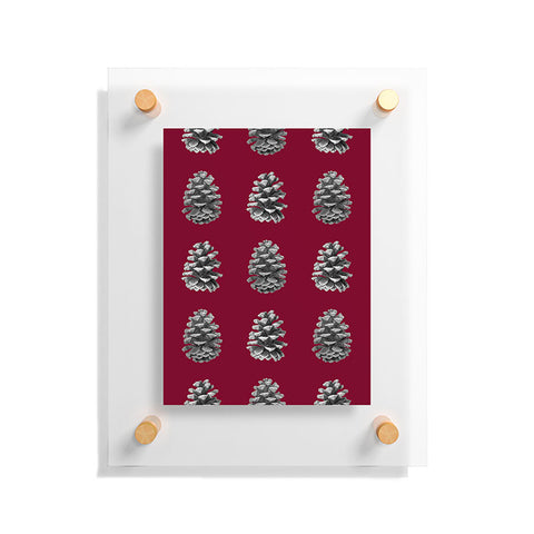 Lisa Argyropoulos Monochrome Pine Cones and Red Floating Acrylic Print
