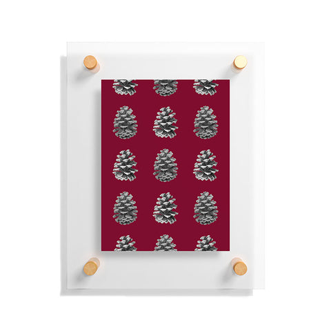 Lisa Argyropoulos Monochrome Pine Cones and Red Floating Acrylic Print