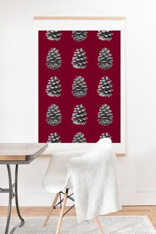 Lisa Argyropoulos Monochrome Pine Cones and Red Art Print And Hanger