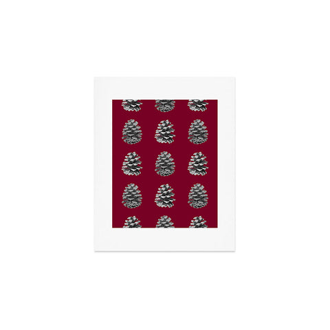 Lisa Argyropoulos Monochrome Pine Cones and Red Art Print