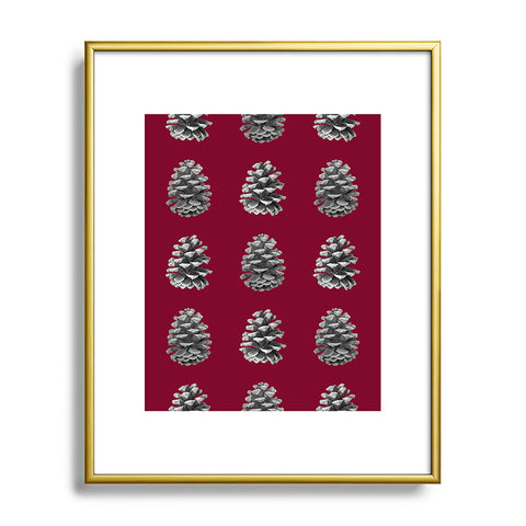 Lisa Argyropoulos Monochrome Pine Cones and Red Metal Framed Art Print