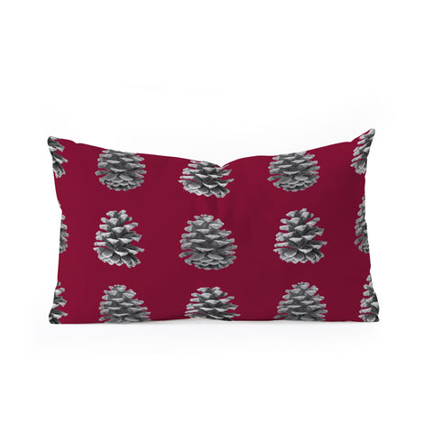 Lisa Argyropoulos Monochrome Pine Cones and Red Oblong Throw Pillow