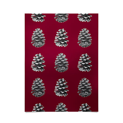 Lisa Argyropoulos Monochrome Pine Cones and Red Poster
