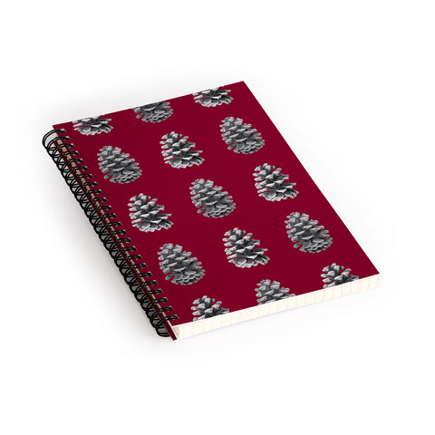 Lisa Argyropoulos Monochrome Pine Cones and Red Spiral Notebook