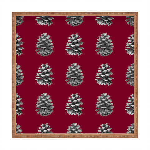 Lisa Argyropoulos Monochrome Pine Cones and Red Square Tray