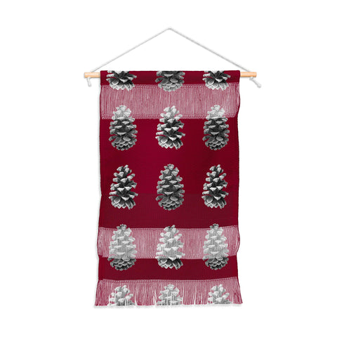 Lisa Argyropoulos Monochrome Pine Cones and Red Wall Hanging Portrait