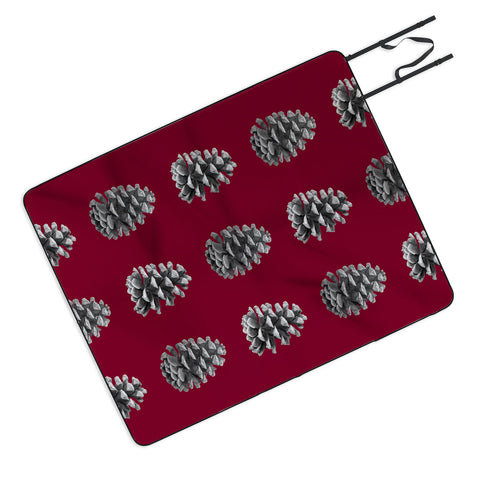 Lisa Argyropoulos Monochrome Pine Cones and Red Picnic Blanket