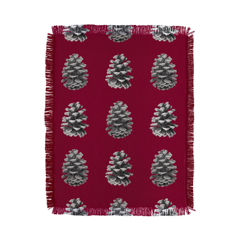 Lisa Argyropoulos Monochrome Pine Cones and Red Throw Blanket