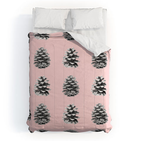 Lisa Argyropoulos Monochrome Pine Cones Blushed Kiss Comforter